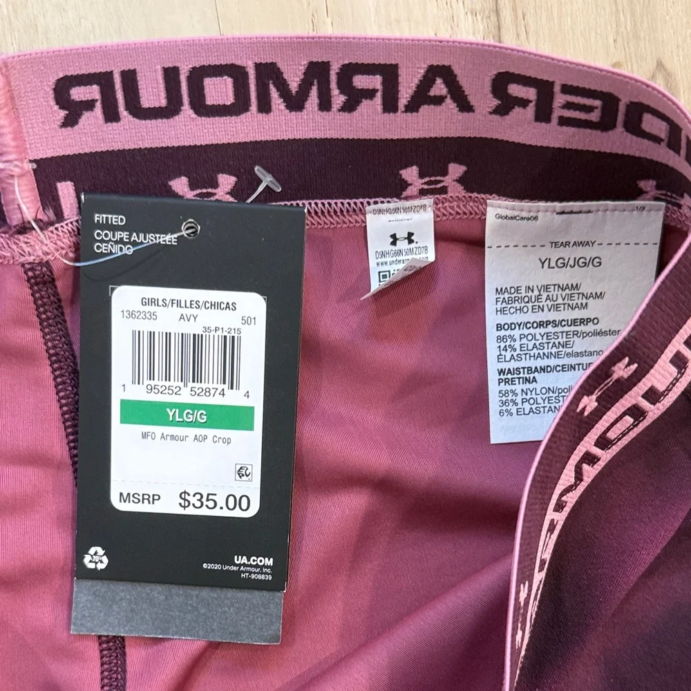 Under Armour Girls' Maroon & Pink Tie-Dye Leggings